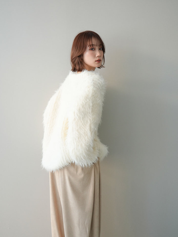 [SET]シャギーオーバーニットカーディガン+選べるアクセセット(2set)