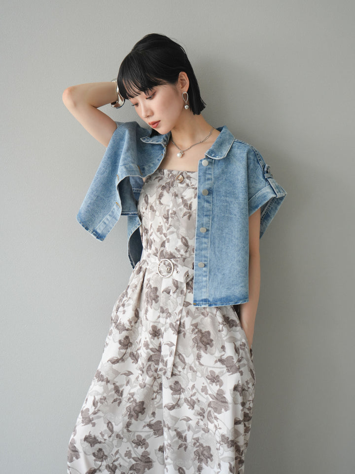 [予約]デニムショートハーフジャケット/ライトブルー