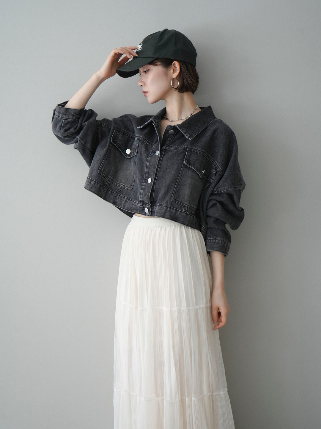 [予約]デニムショートシャツジャケット/black