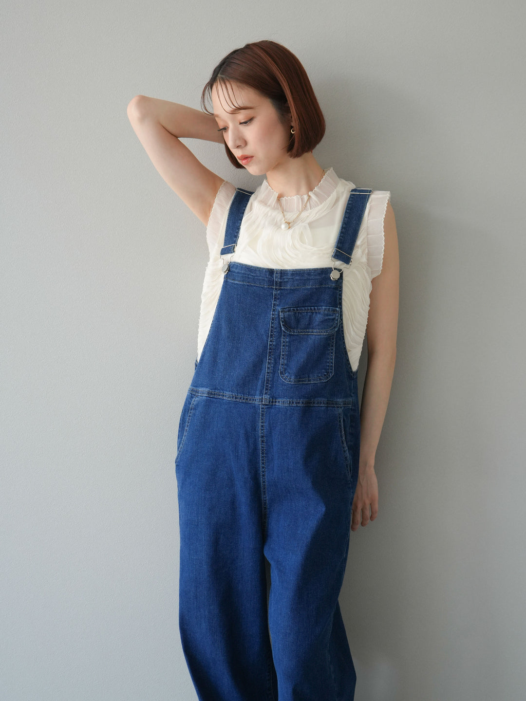 [予約]チュールジャガードノースリブラウス/アイボリー