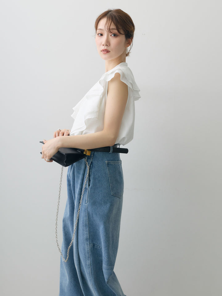[SET]ラッフルドレープノースリブラウス+選べるアクセセット(2set)