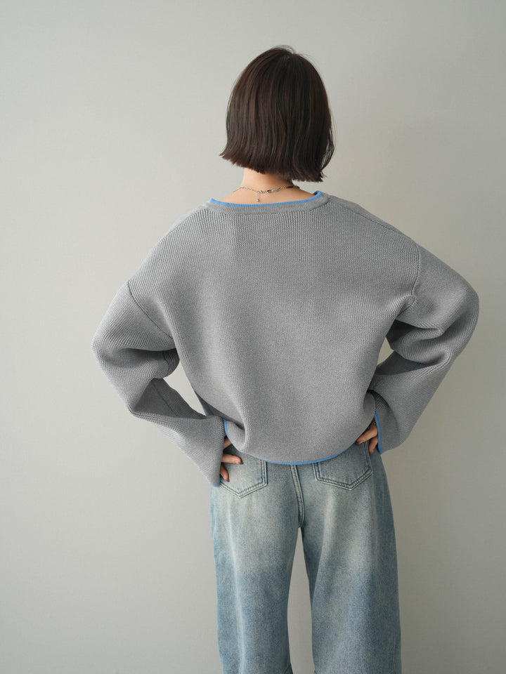 [SET]ポリエステル配色ニットカーディガン+ポリエステル配色ニットカーディガン(2set)