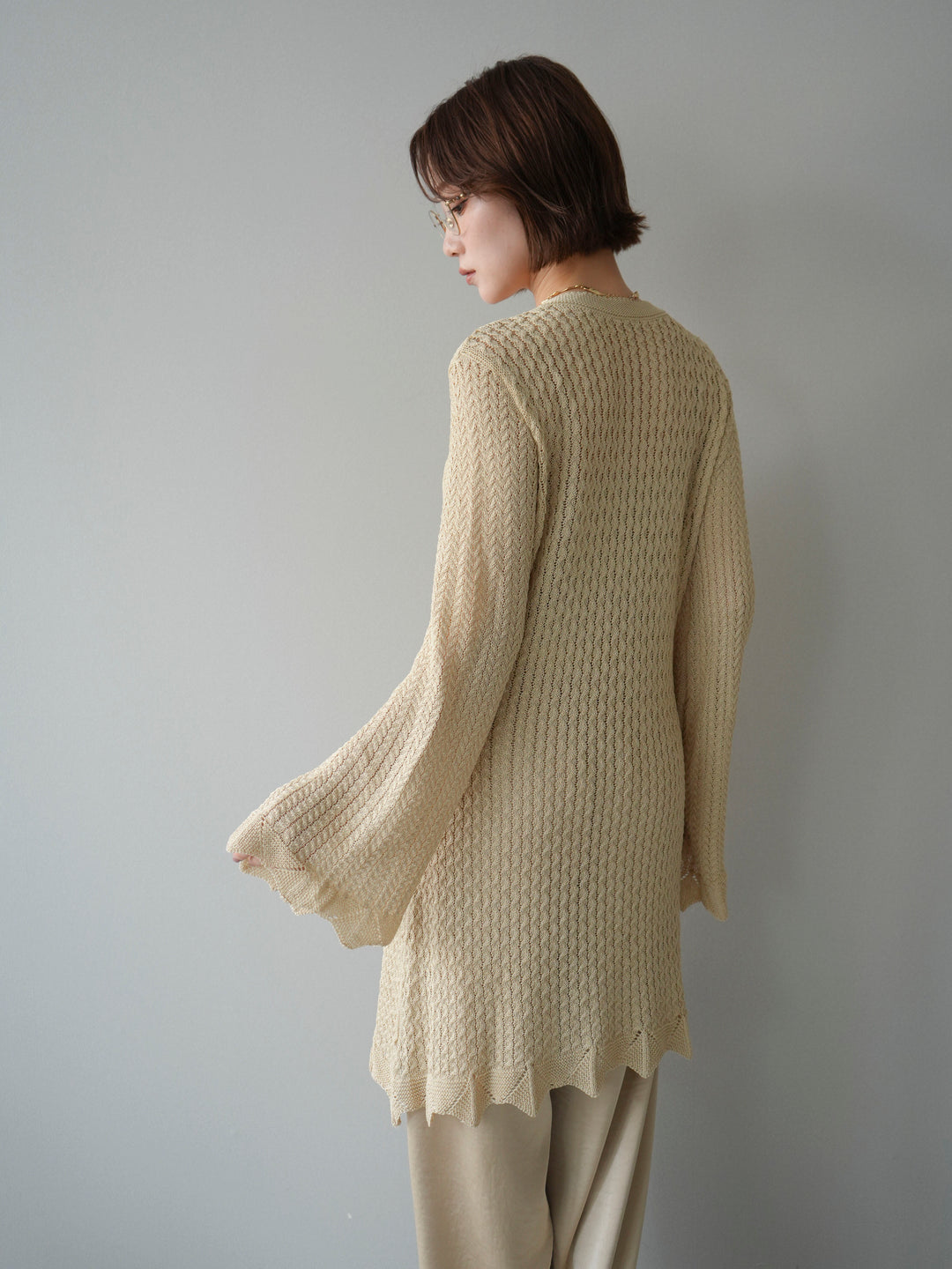 [予約]ヘンリーネックニットチュニック//beige