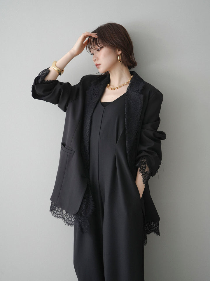 [予約]レースドッキングオーバージャケット/black