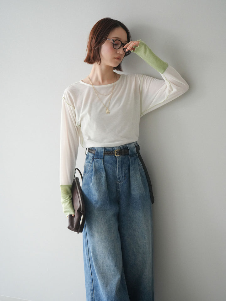 [SET]配色メロウトップス+配色メロウトップス(2set)