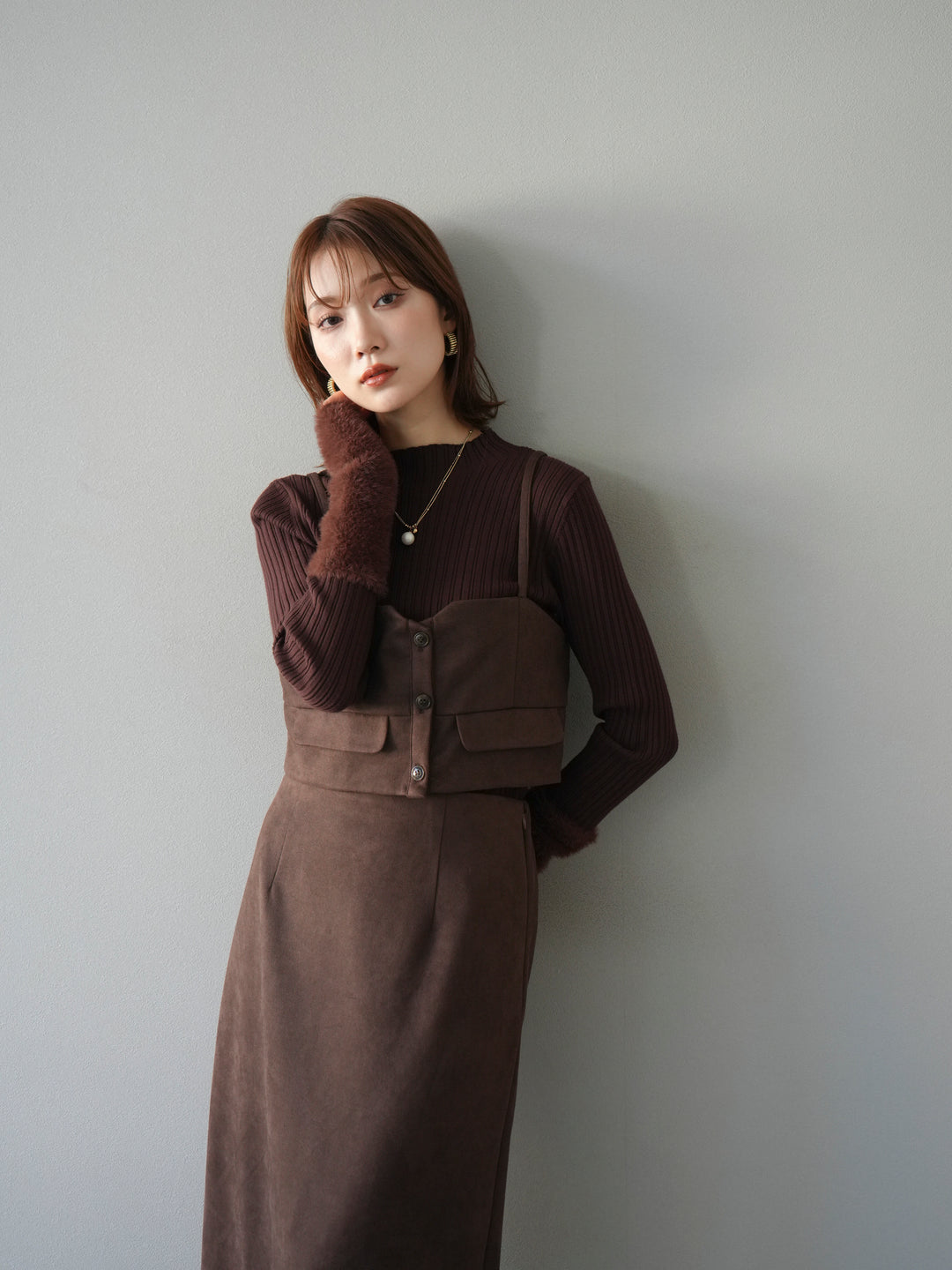 [予約]スウェードビスチェ/ブラウン