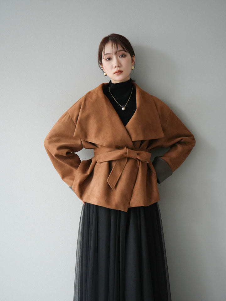 [予約]スウェードショートガウン/キャメル
