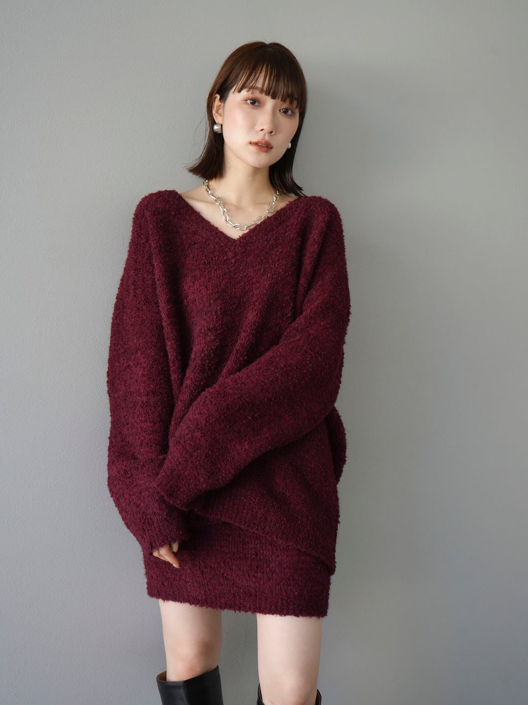 [SET] 橢圓針織衫 & 迷你裙 SET UP