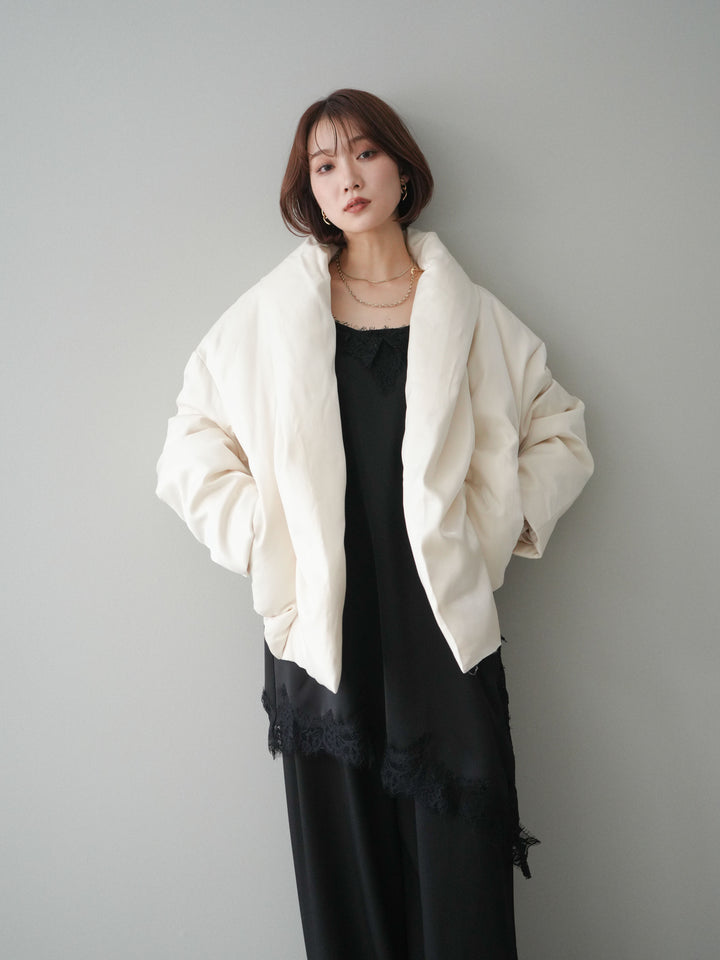 [20%オフ]シャイニーアシンメトリーダウンジャケット/offwhite