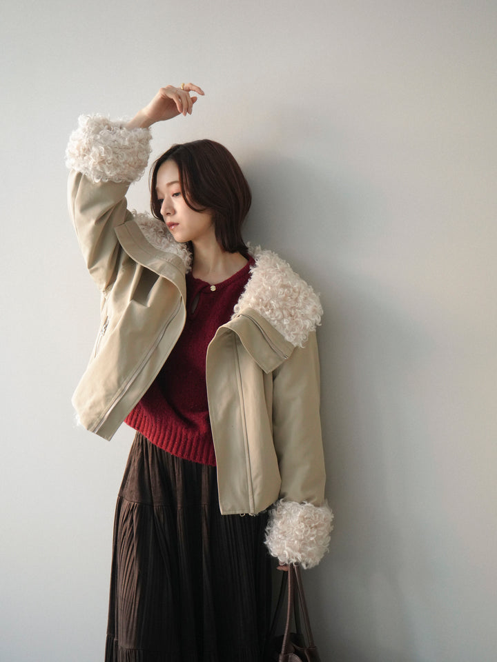 [SET]プードルファーダウンジャケット+ベロアティアードワッシャースカート(2set)