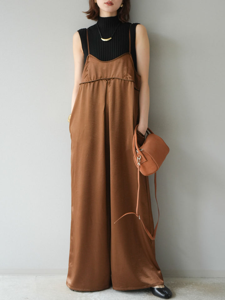 [予約]ボトルネックワッフル編みノースリーブニットトップス/ブラック