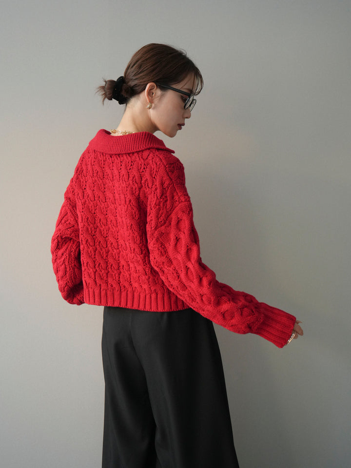 [SET]バルキーケーブルクロップド開襟プルオーバー+バルキーケーブルクロップド開襟プルオーバー(2set)
