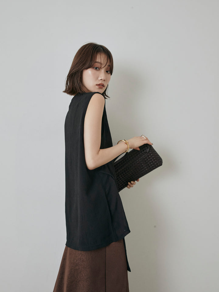 [予約]シアーワッシャーアシンメトリープルオーバー/ブラック