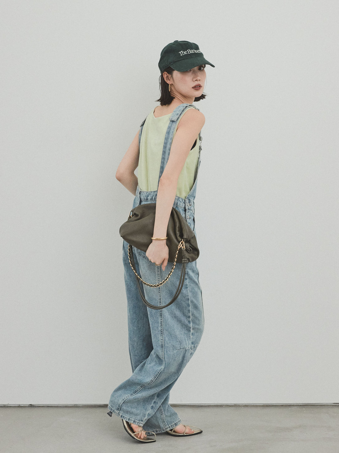 [SET]センターシームデニムサロペット +スクエアベロアタンクトップ(2set)