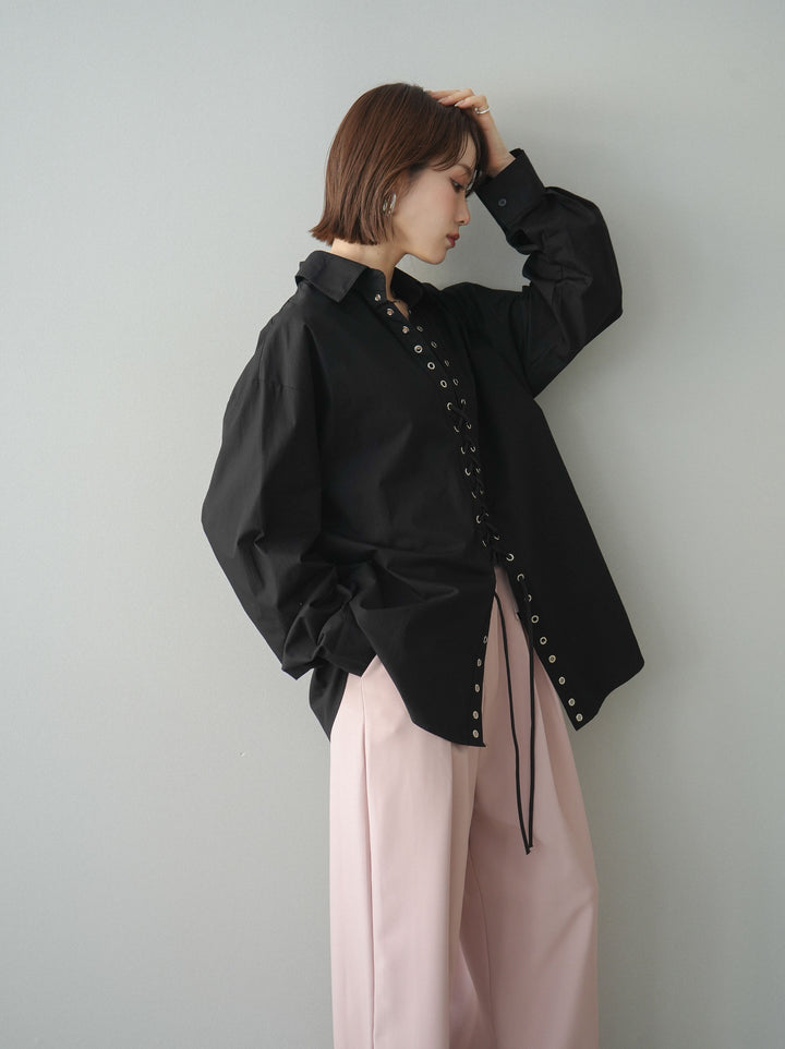 [SET]レースアップブロードシャツ+選べるアクセセット(2set)