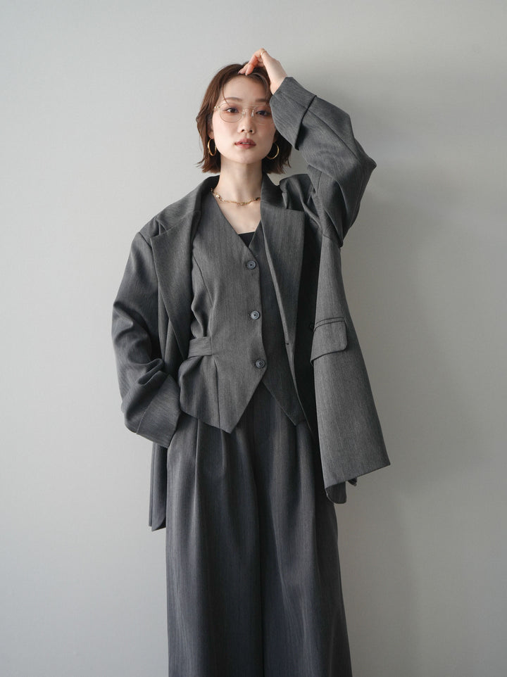 [予約]ダブルボタンヘリンボーンジャケット/black