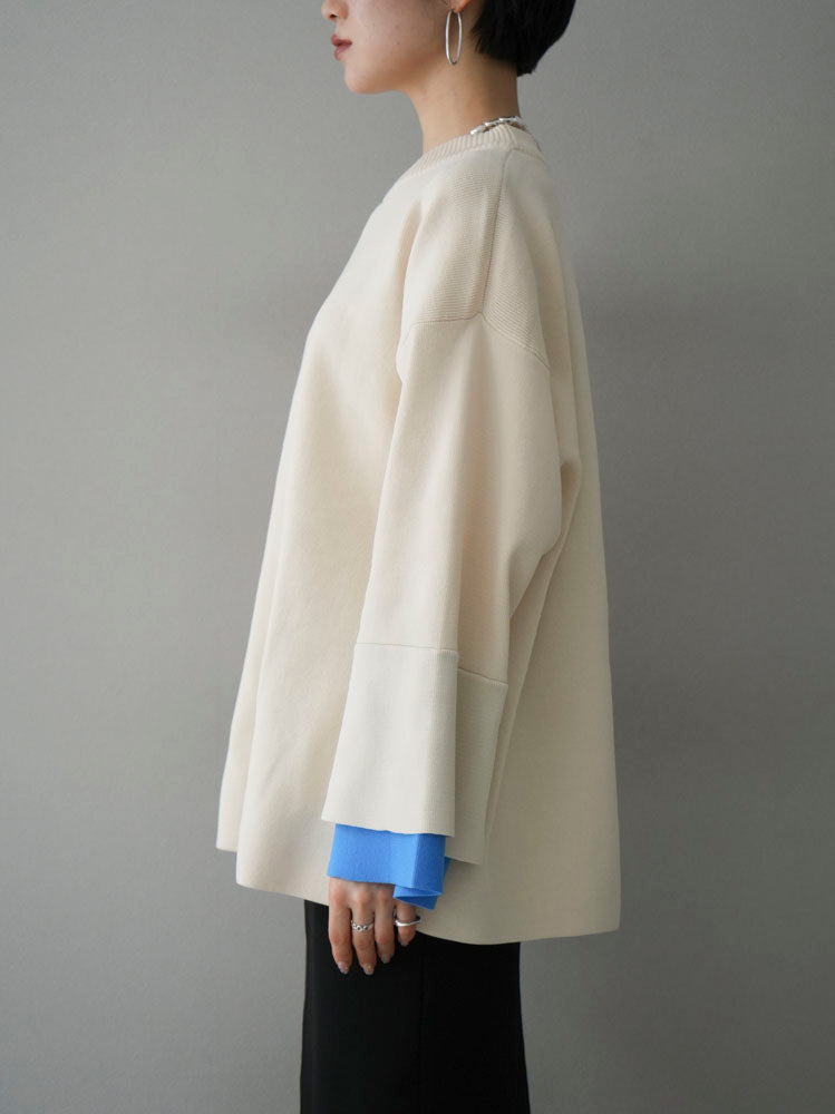 [Pre-order] Color-blocked sleeve Milano rib knit pullover/ivory