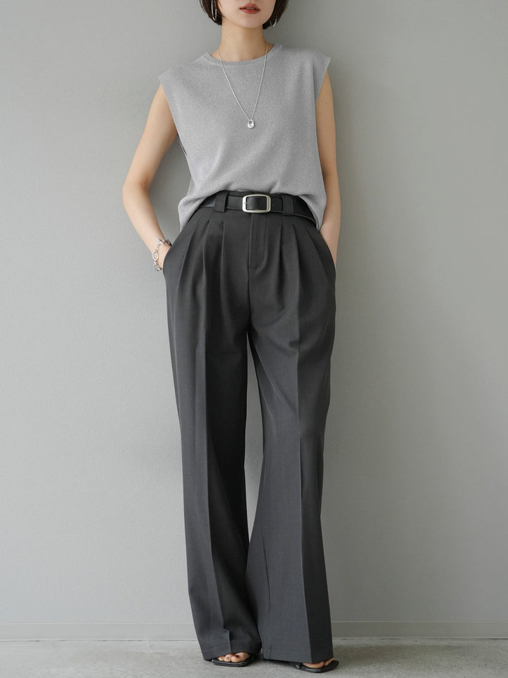 [Pre-order] 3-tuck wide pants/charcoal