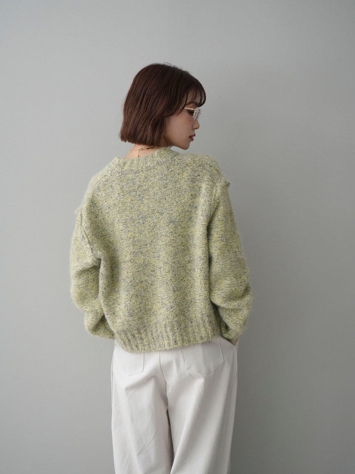 [SET]ミックスヤーンダブルZIPニットカーディガン+コットンツイルカーブパンツ(2set)