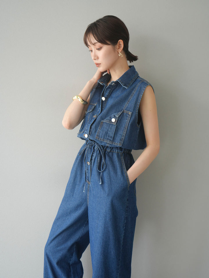 【預購】口袋設計牛仔連身衣/藍色
