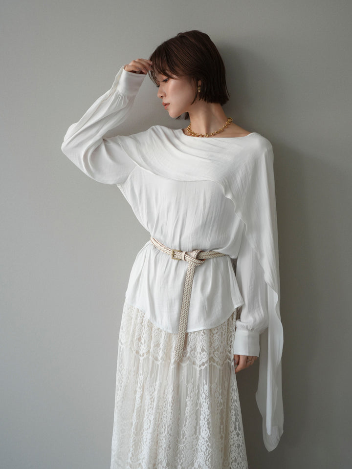 [予約]シルキードレープブラウス/white