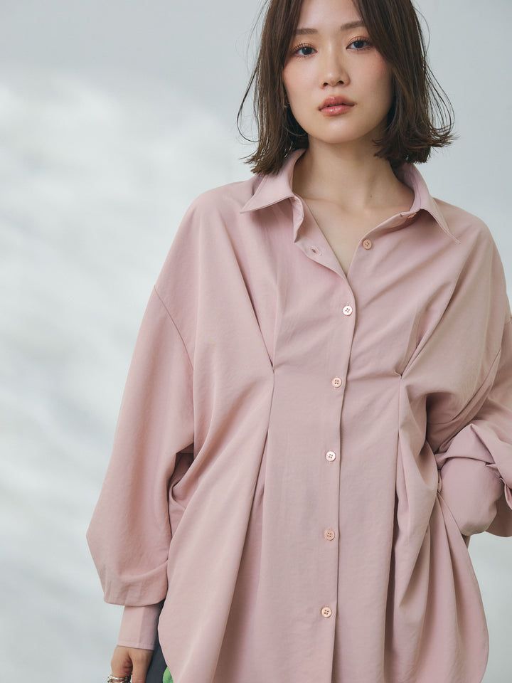 【魅力】【套裝】合成纖維束腰襯衫 + 合成纖維束腰襯衫（2 件套）