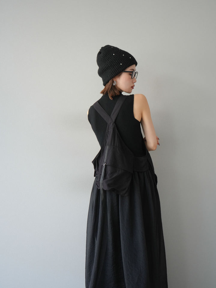 [SET] 戰術背心歐根紗洋裝 + 麻質寬鬆寬褲 (2 件套)