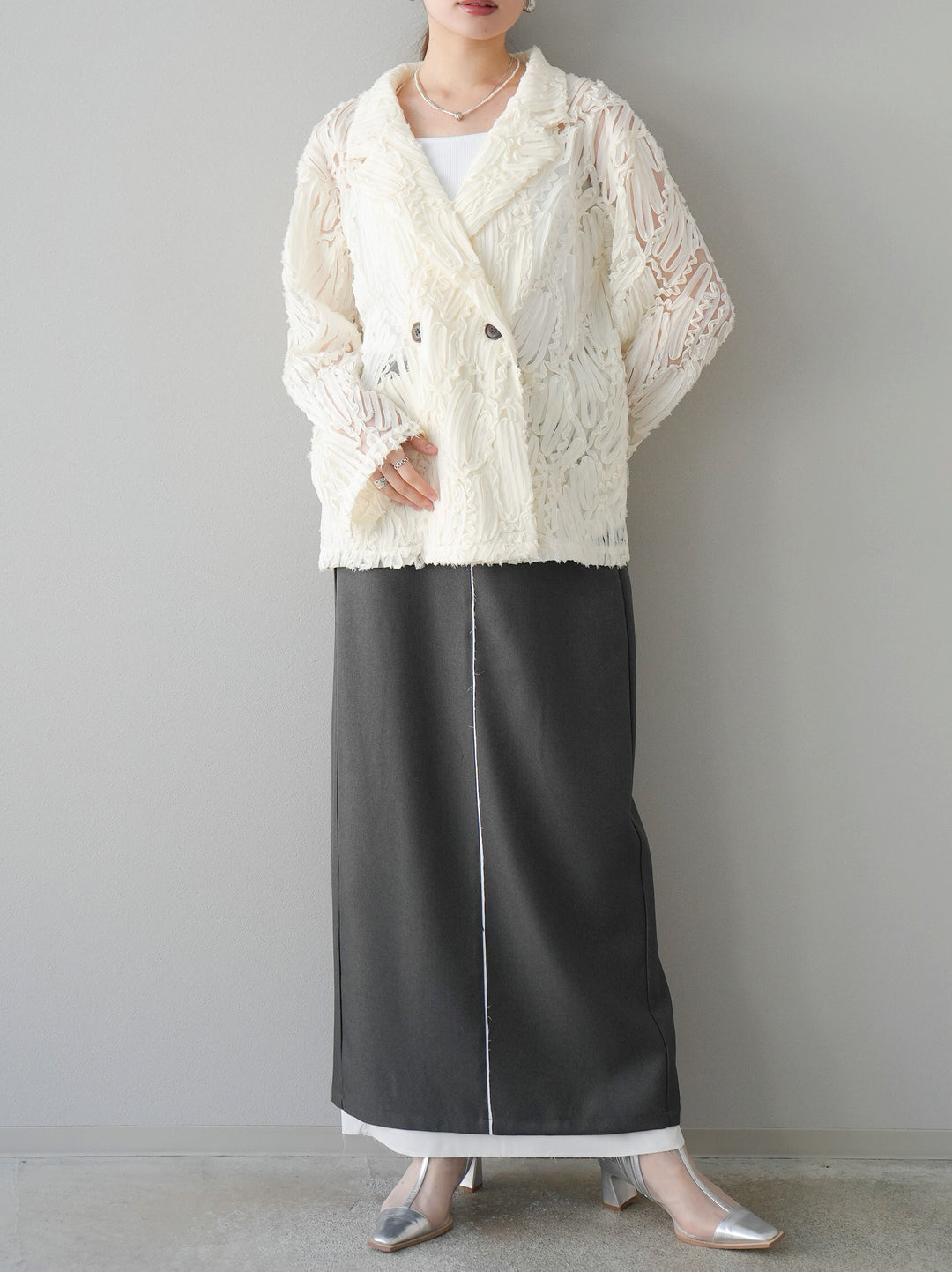 [予約]シアージャガードテーラードジャケット/アイボリー