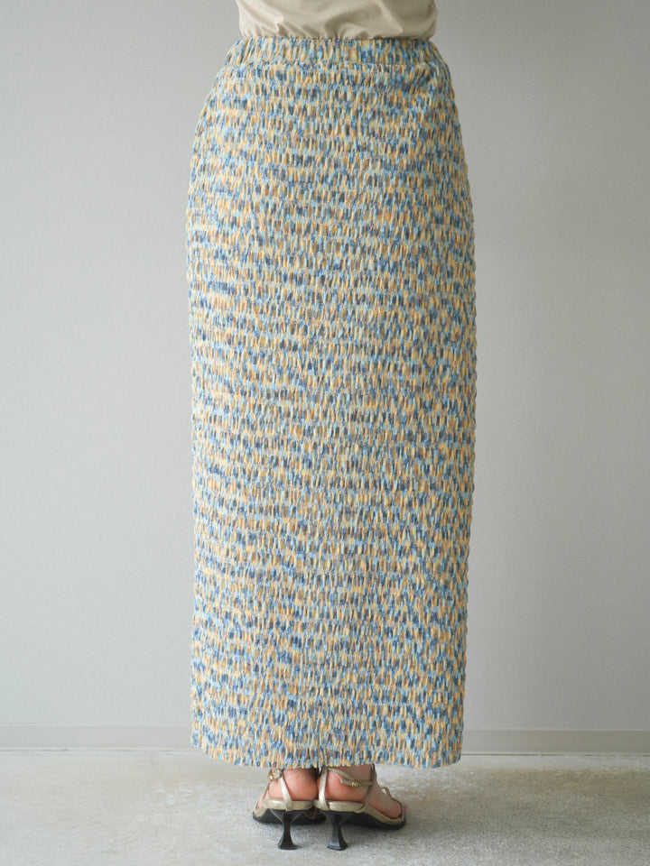 [予約]マルチカラーランダムプリーツタイトスカート/イエロー