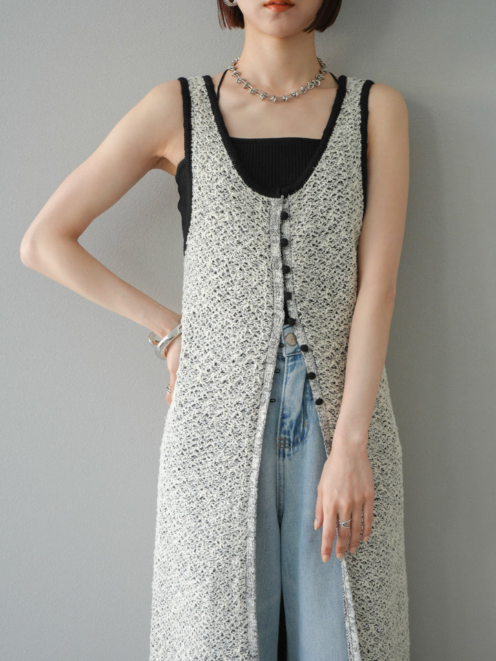 【預購】混紗前開衩洋裝/黑色