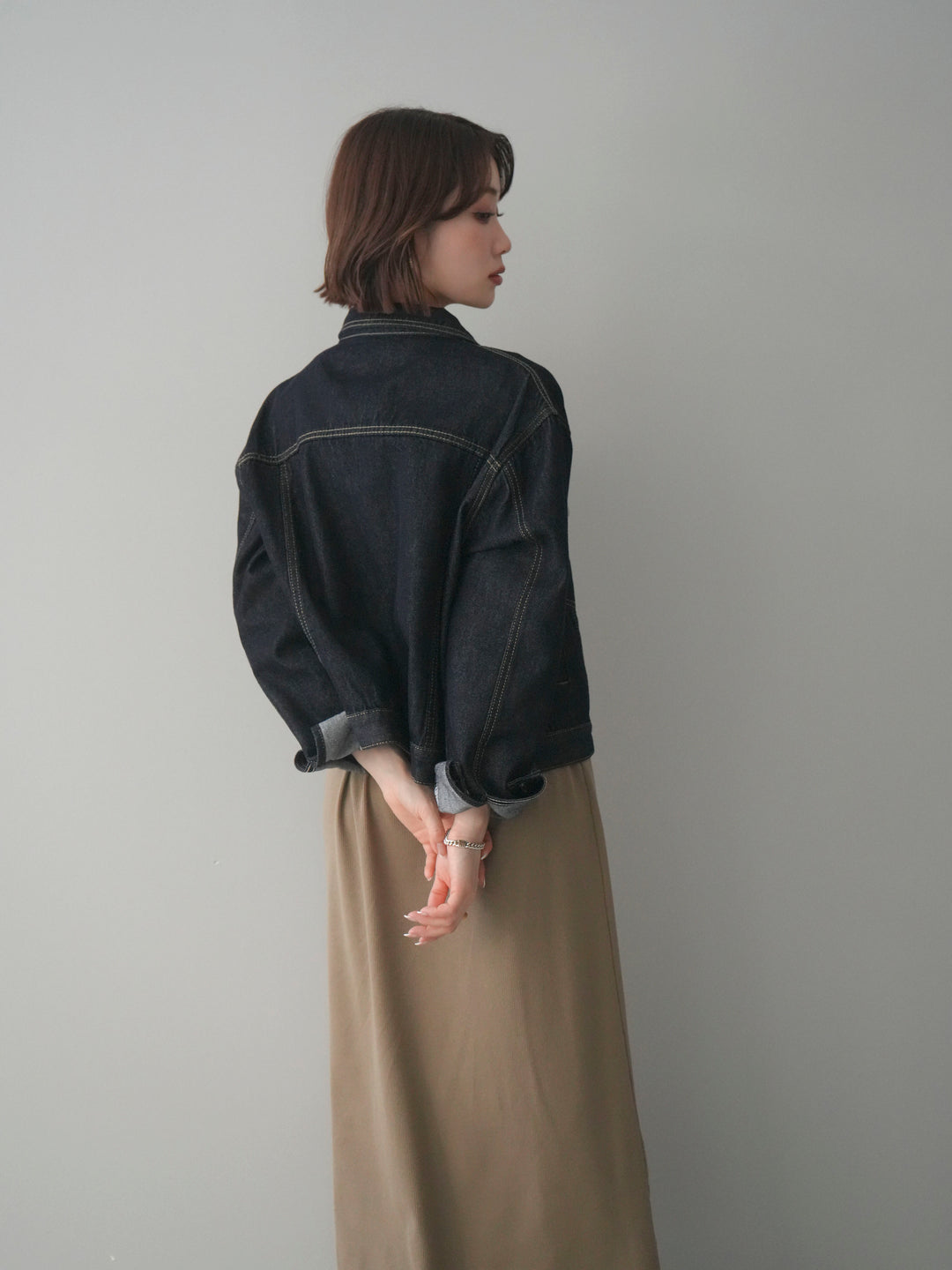 [SET]配色レイヤードヘンリーネックカットリブワンピース+配色レイヤードヘンリーネックカットリブワンピース(2set)