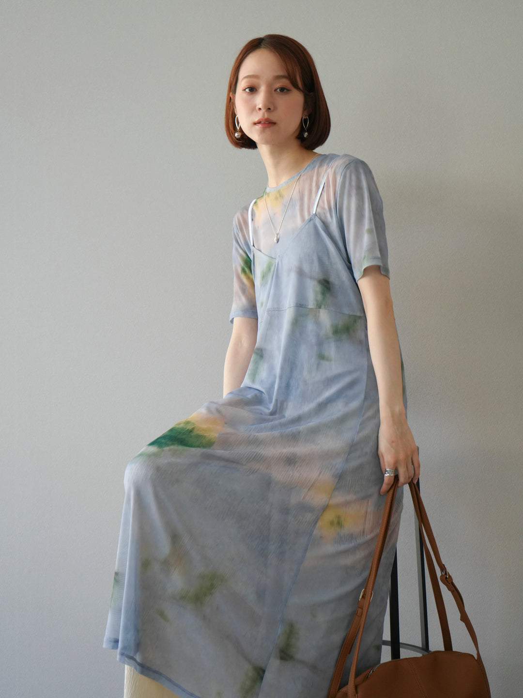 [予約]タイダイ柄シアーハーフトップス/サックス