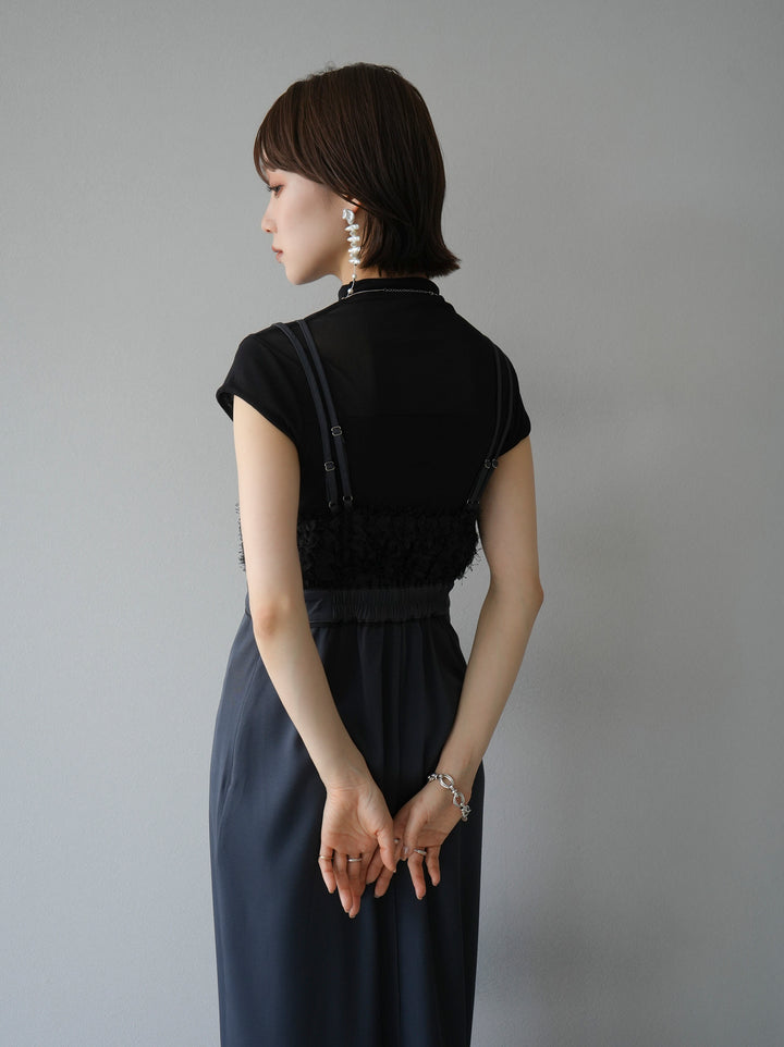 [Pre-order] Jacquard bustier design dress/charcoal