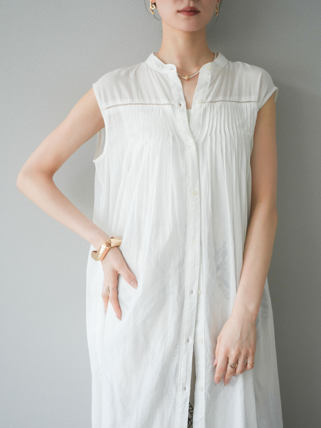 [予約]インド製コットンボイルワンピース/オフ