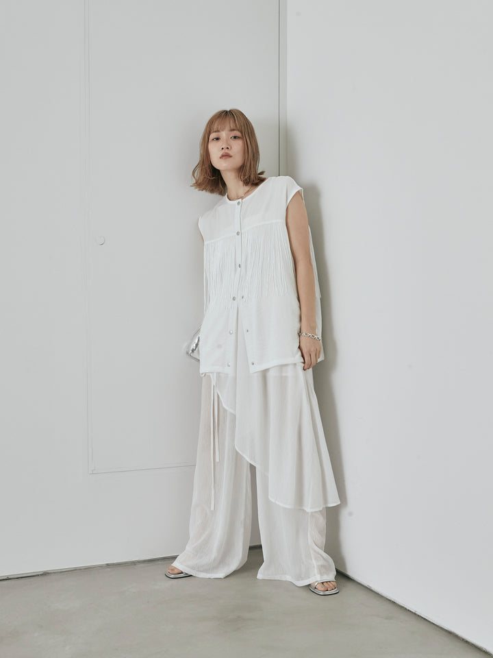 [予約]シアーワッシャーラップデザインパンツ/ホワイト