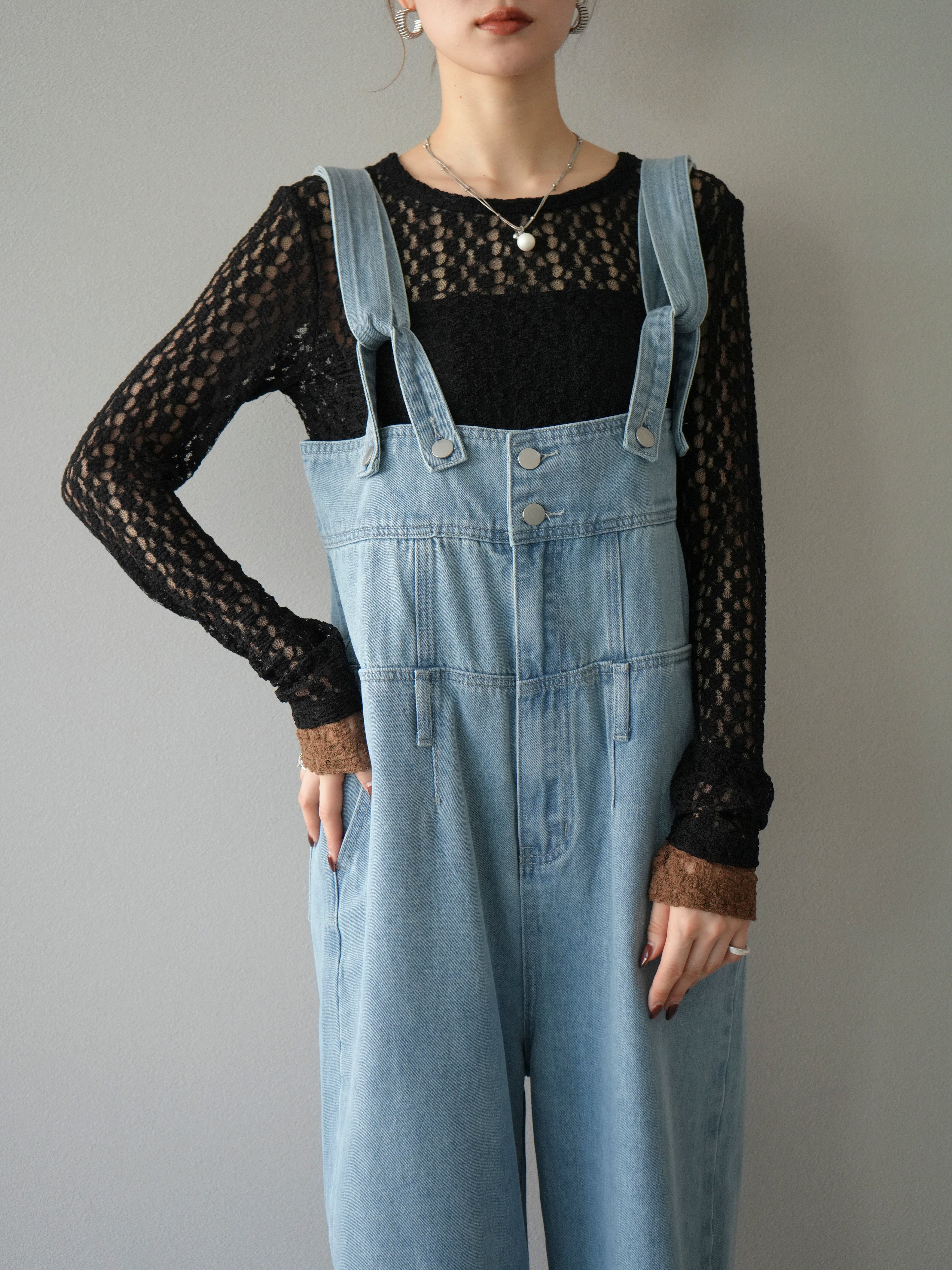 予約]デニムオーバーハイウエストサロペット/ブルー – Lumier