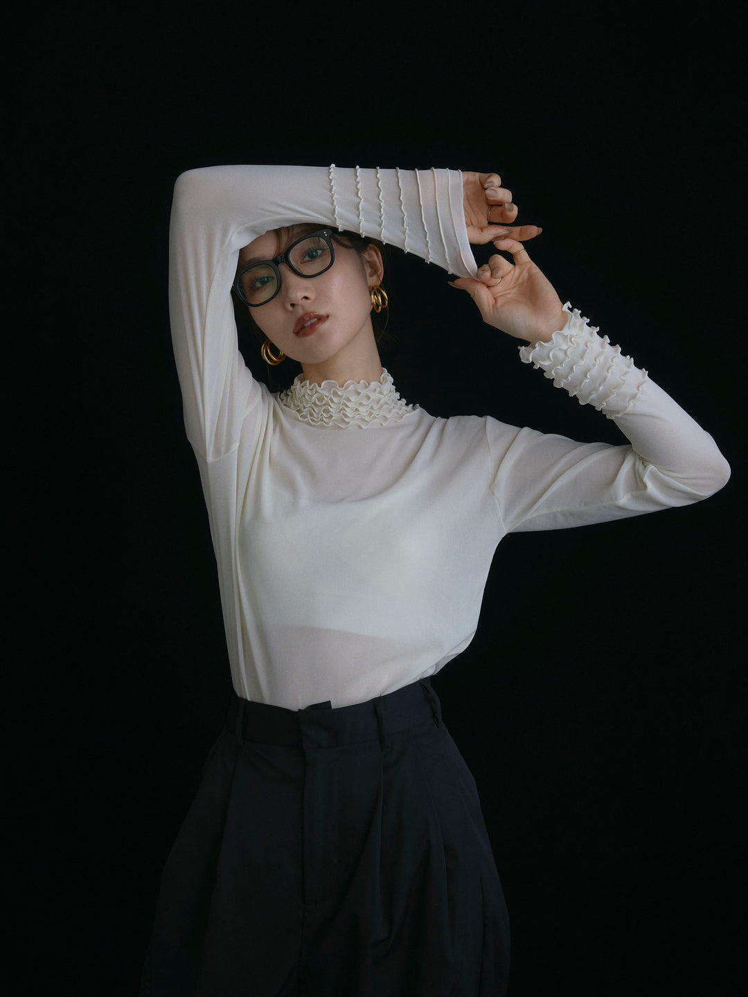 【Allure】[SET]シアーフリルメロートップス+シアーフリルメロートップス(2set)