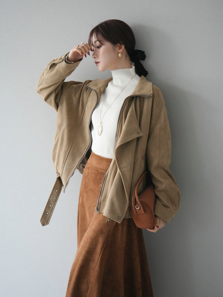 [予約]スエードライダースミドルジャケット/beige