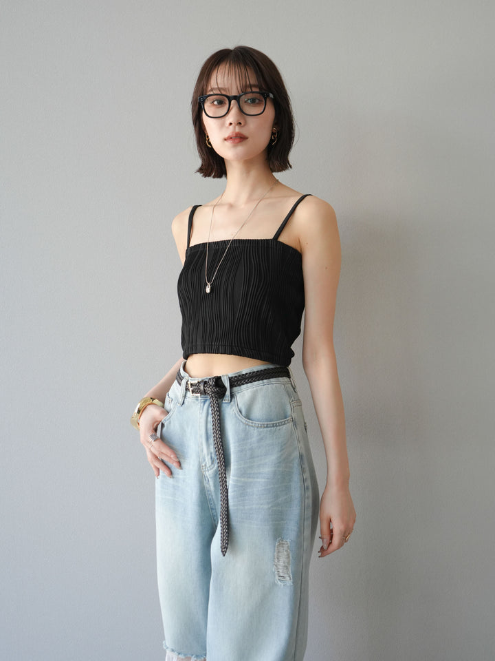 [SET]ウェーブパイピングカップ付ベアキャミソール+ウェーブパイピングカップ付ベアキャミソール(2set)