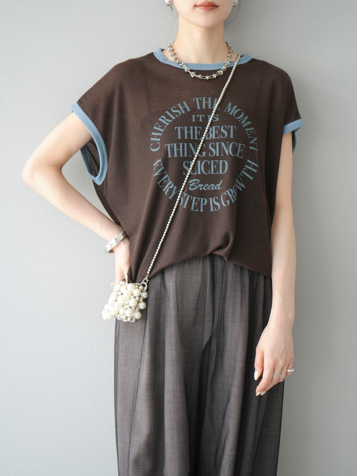 [SET]シアーフライス ロゴプリントT +コード刺繍チュールレイヤードパンツ(2set)