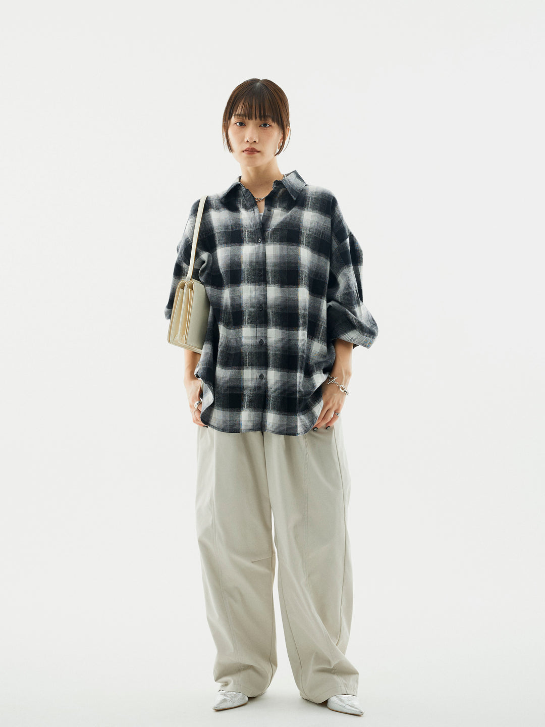 【Allure】[SET]オンブレチェックオーバーシャツ+オンブレチェックオーバーシャツ(2set)