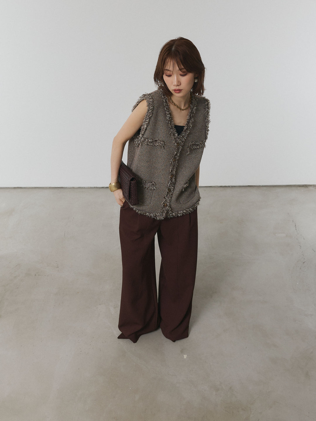 [予約]デザインタックセンターシームアイドパンツ/ブラウン