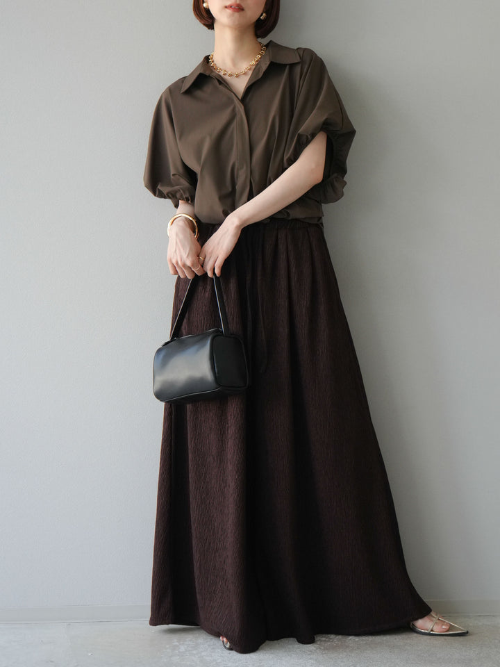 [予約]ICE TOUCHパフスリーブシャツ/ブラウン