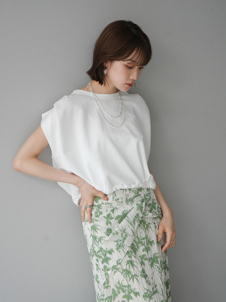 [Pre-order] Washer waist design flower pattern skirt/green