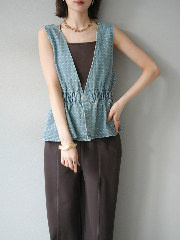 [予約]ジャガードデニム２WAYビスチェ/ライトブルー