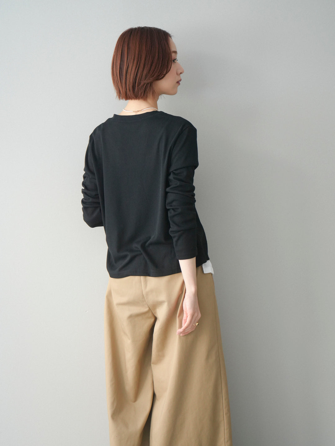 [予約]配色レイヤードカットリブカーディガン/black