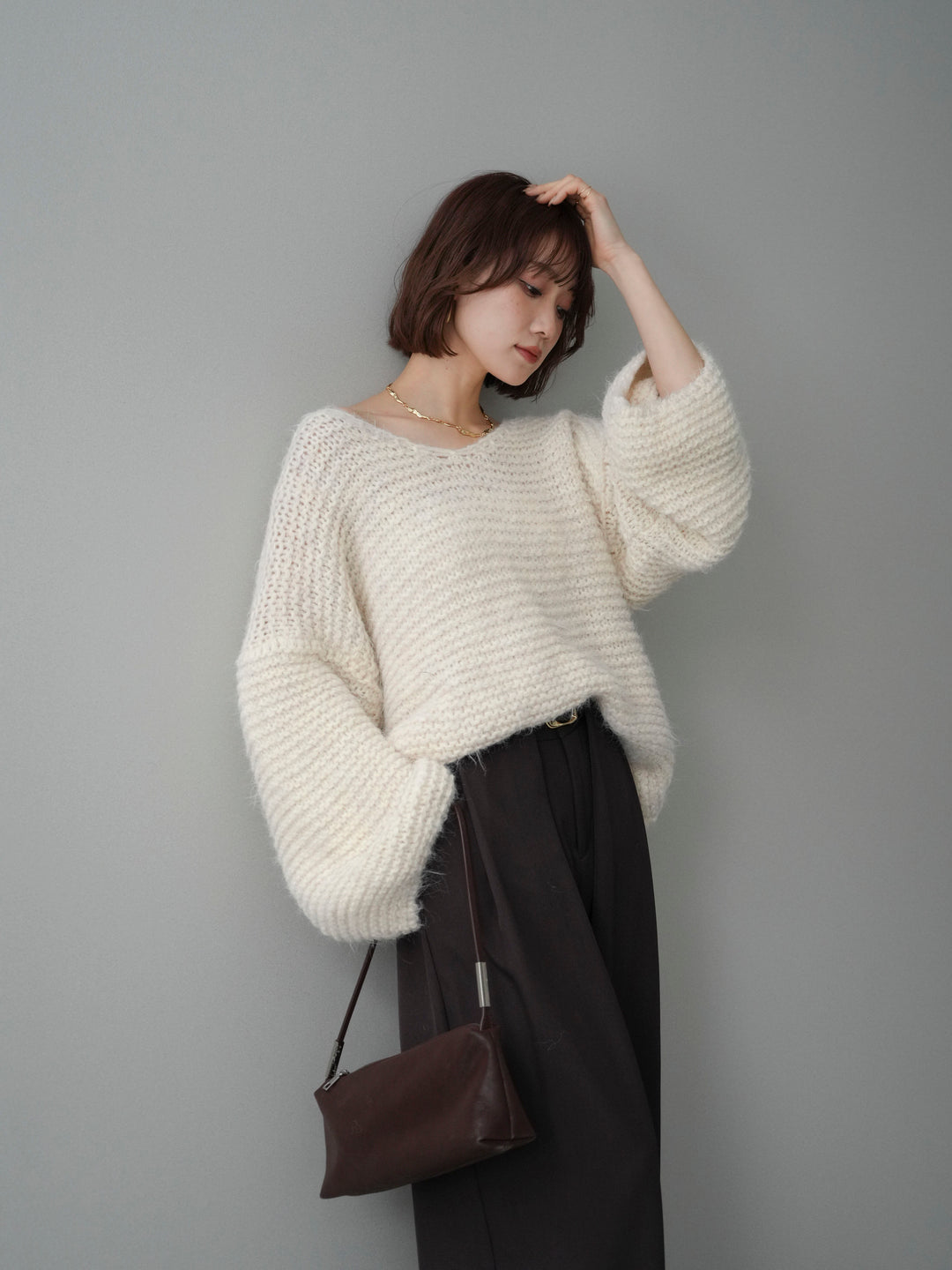 [SET]ワッフル編みシャギーニットプルオーバー+ワッフル編みシャギーニットプルオーバー(2set)