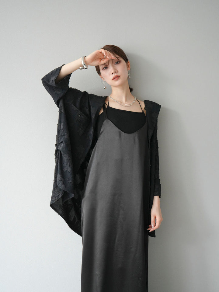 [予約]ジャガードハーフスリーブシャツ/ブラック