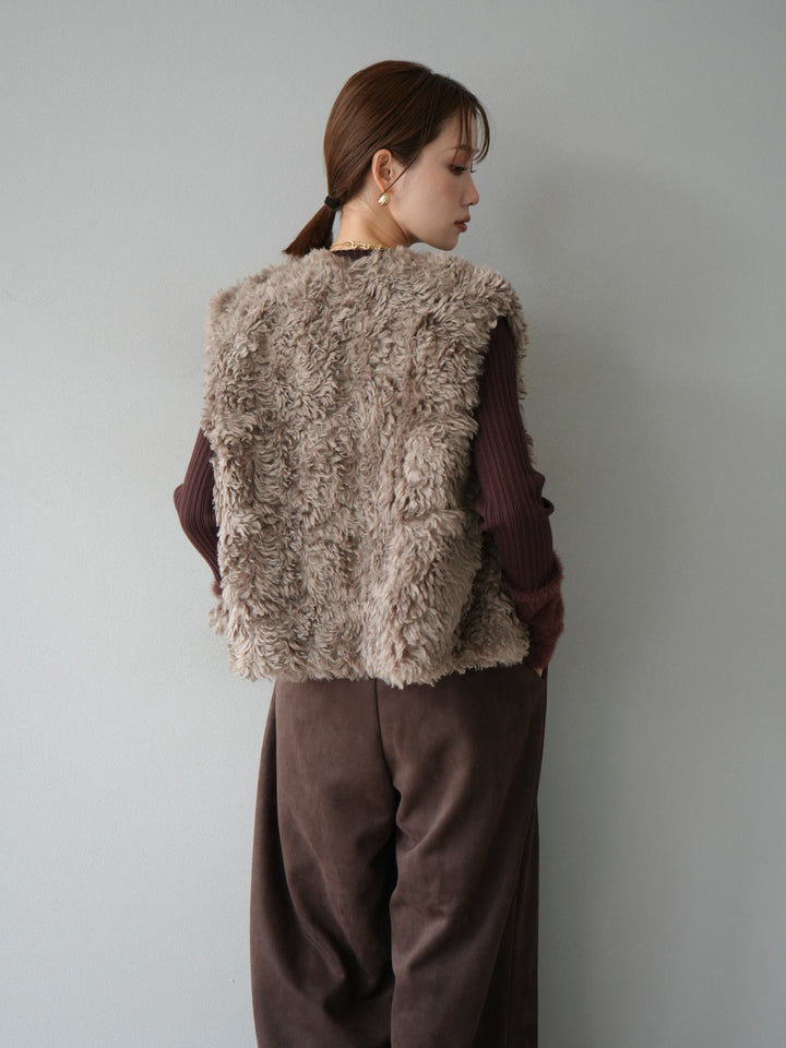 [予約]プードルファーショートベスト/モカ