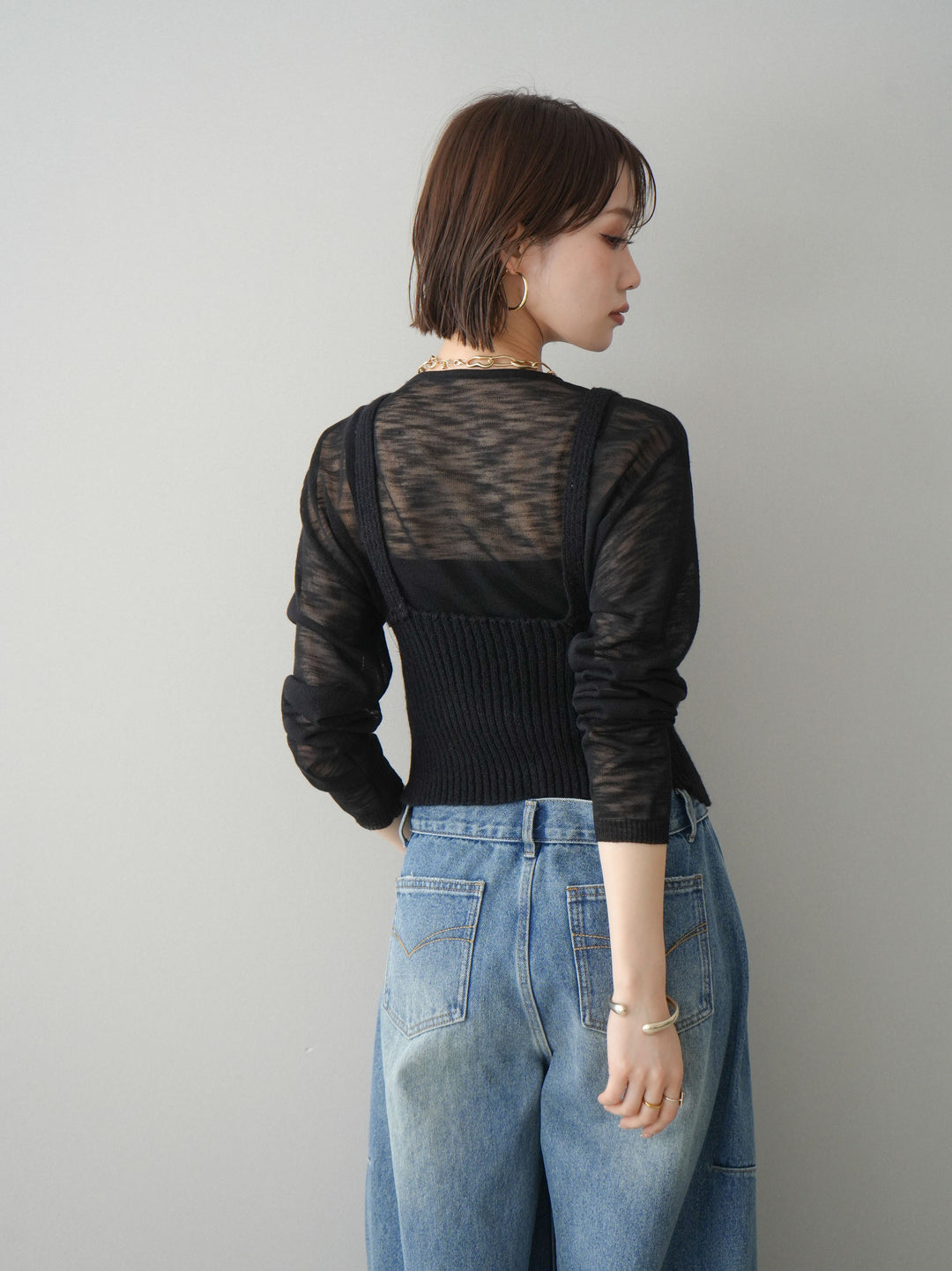 [予約]ビスチェアンサンブルシアーニット/black